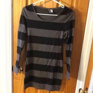 Long sleeve striped bodycon dress